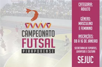 Abertas as inscrições para o Campeonato Piraporense de Futsal