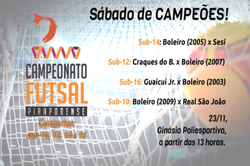 Sábado de campeões do Campeonato Piraporense de futsal