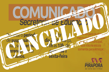 Nota: Cancelamento da Merenda na Rede Municipal de Educação