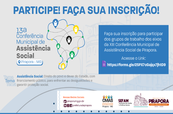 Inscrição dos grupos de trabalho da 13 Conferência em assistência Social