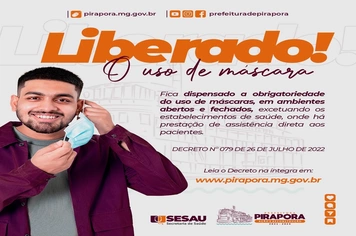 Prefeitura informa: Liberado o uso de máscara
