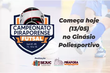Começa hoje o Campeonato Piraporense de Futsal para categorias de base