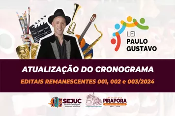 Cronograma da Lei Paulo Gustavo é atualizado pela Prefeitura de Pirapora