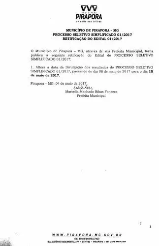 Retificação de Edital 01/2017