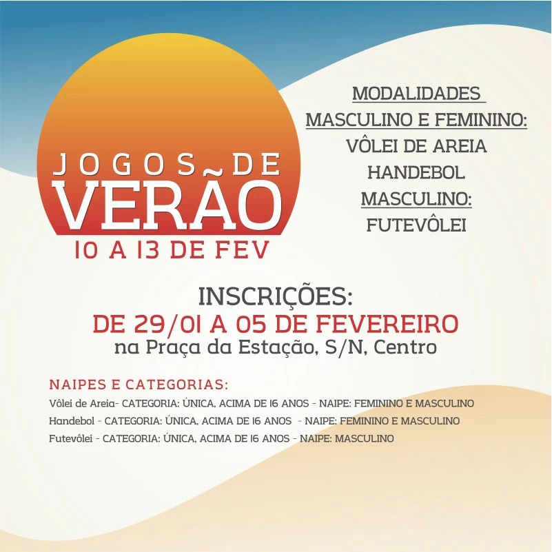 Inscrições para os Jogos de Verão começam na segunda-feira