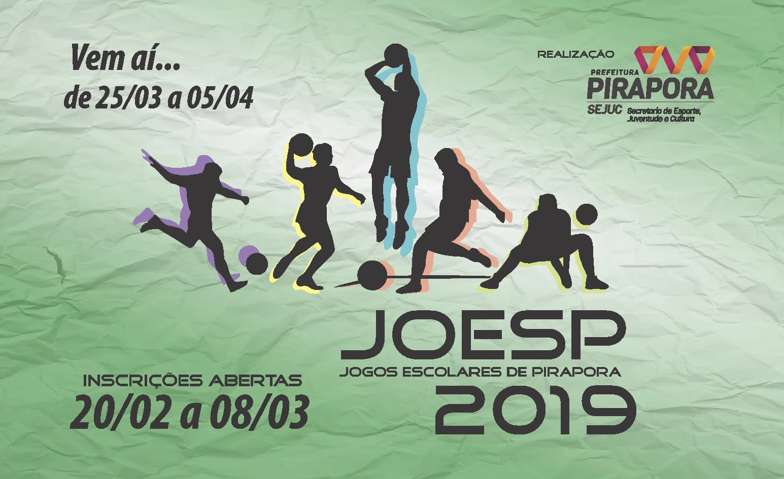Inscrições abertas para os Jogos Escolares de Pirapora
