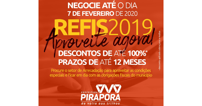 Prefeitura lança REFIS 2019: descontos de até 100%