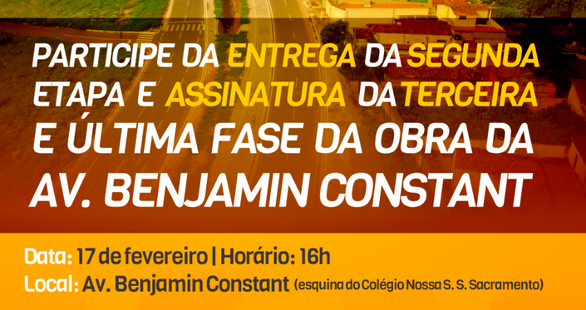 Pavimentação da Av. Benjamin Constant será concluída