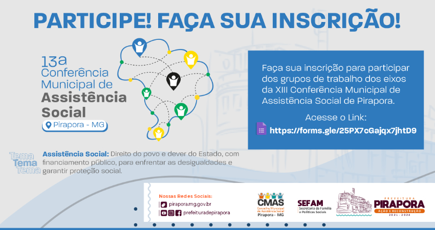 Inscrição dos grupos de trabalho da 13 Conferência em assistência Social
