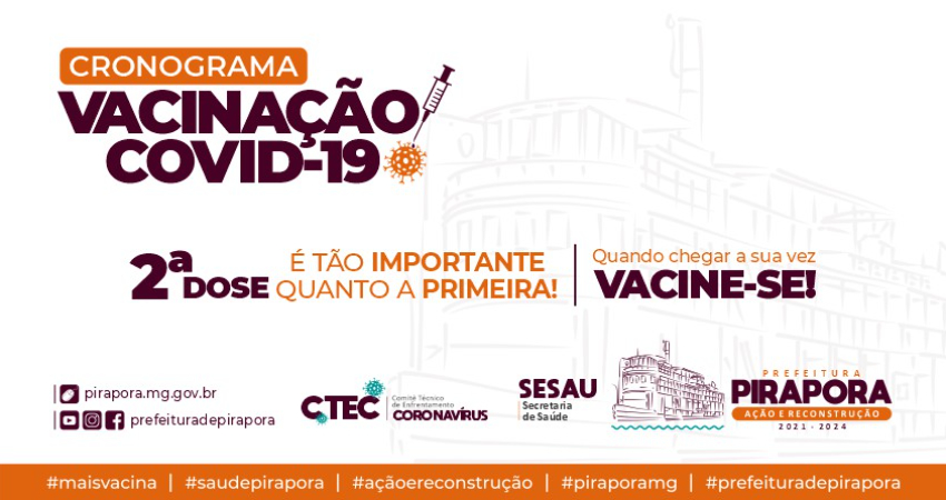Veja novo cronograma de vacinação para os dias 16, 17 e 18