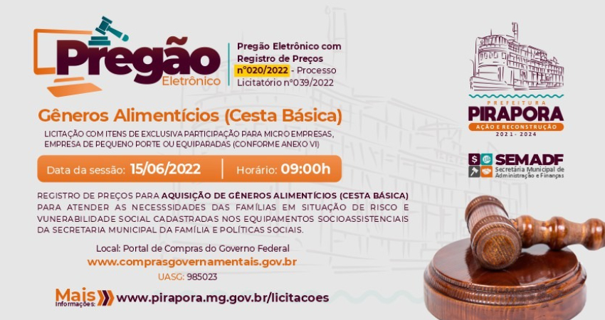 Pregão Eletrônico: Aquisição de Gêneros Alimentícios (Cesta Básica)