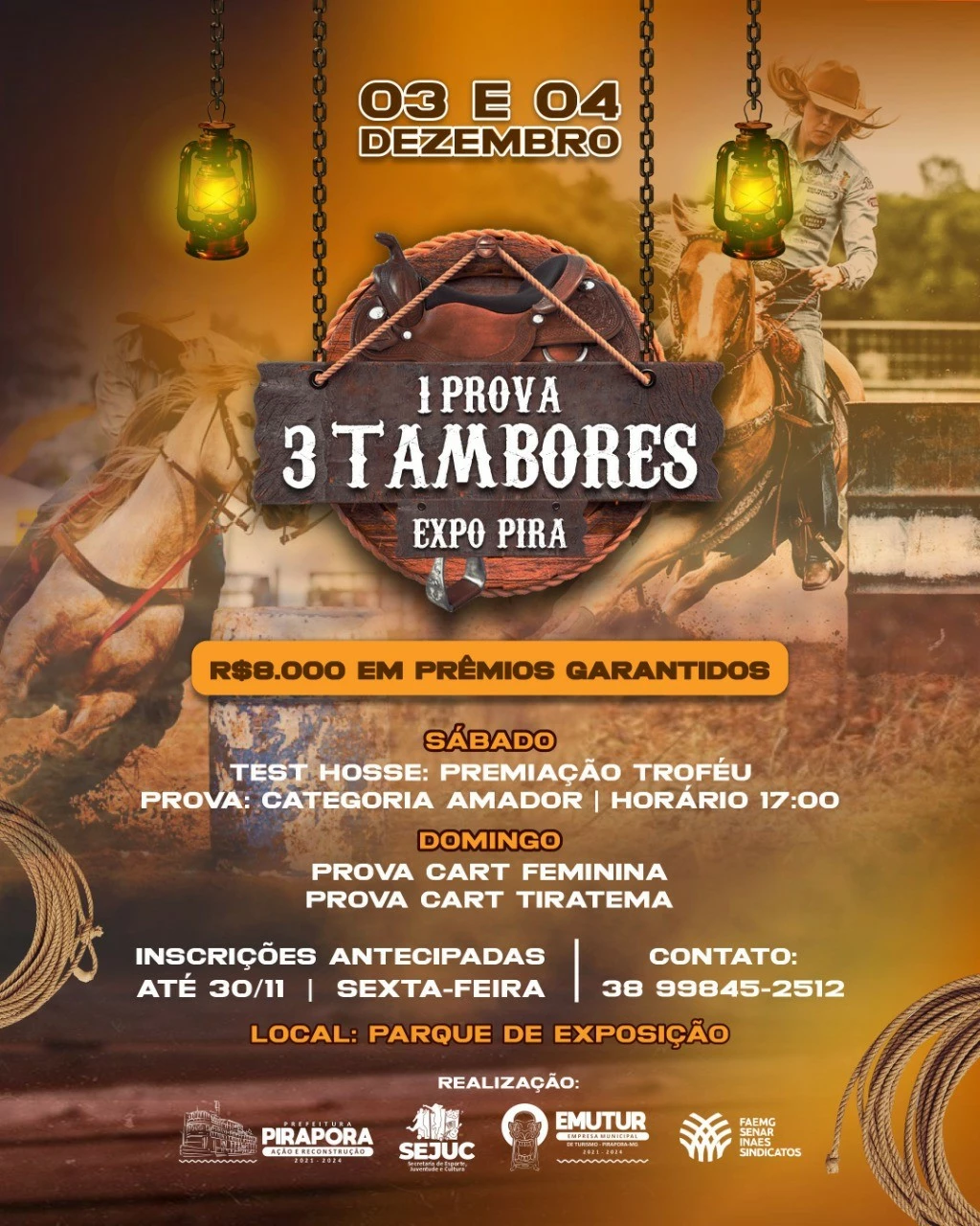 Prefeitura de Pirapora promove 1ª Prova 3 Tambores Expo Pira neste final de semana
