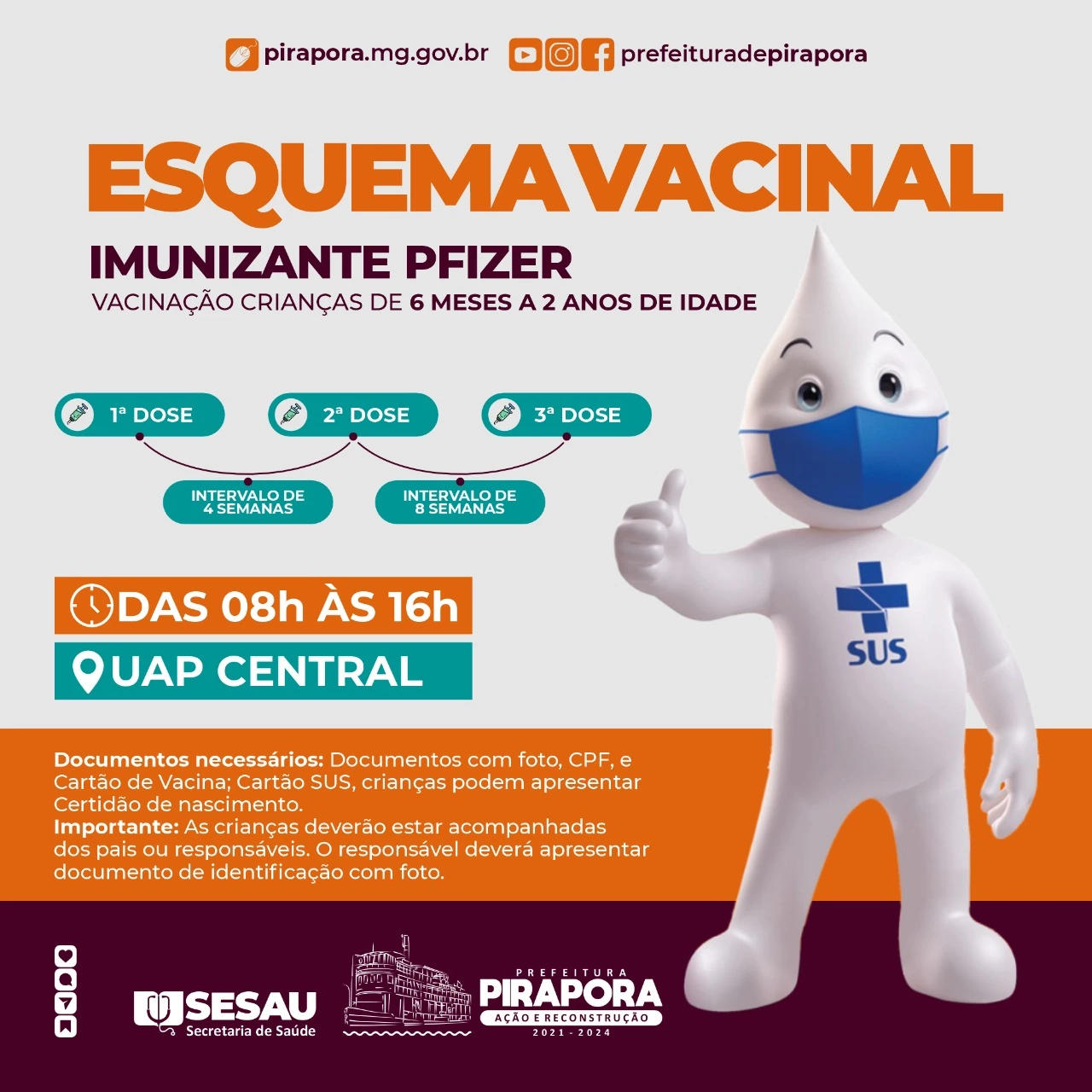 Vacinação das crianças de 6 meses a 2 anos de idade