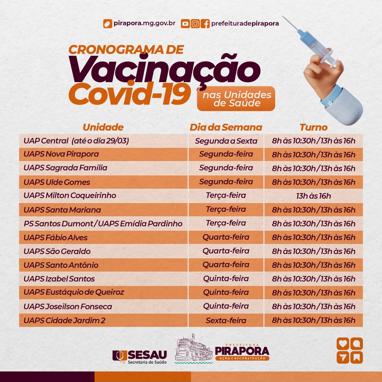 Cronograma de Vacinação Covid-19