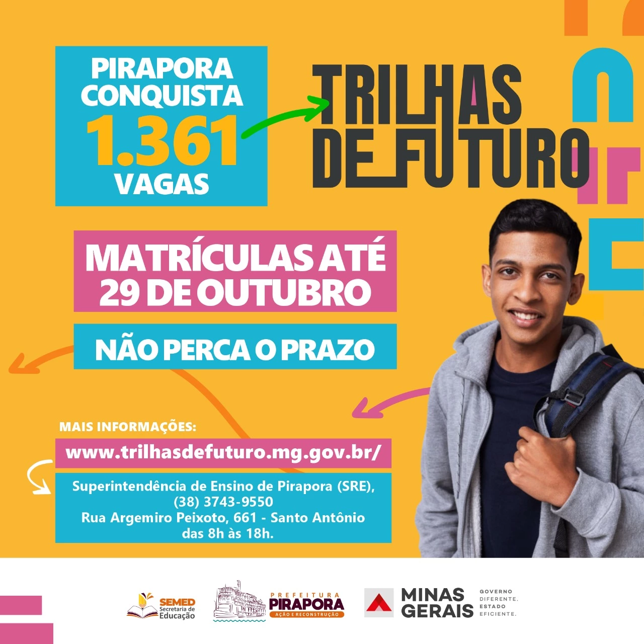 Educação Pública de Pirapora tem 1.361 oportunidades no Trilhas do Futuro