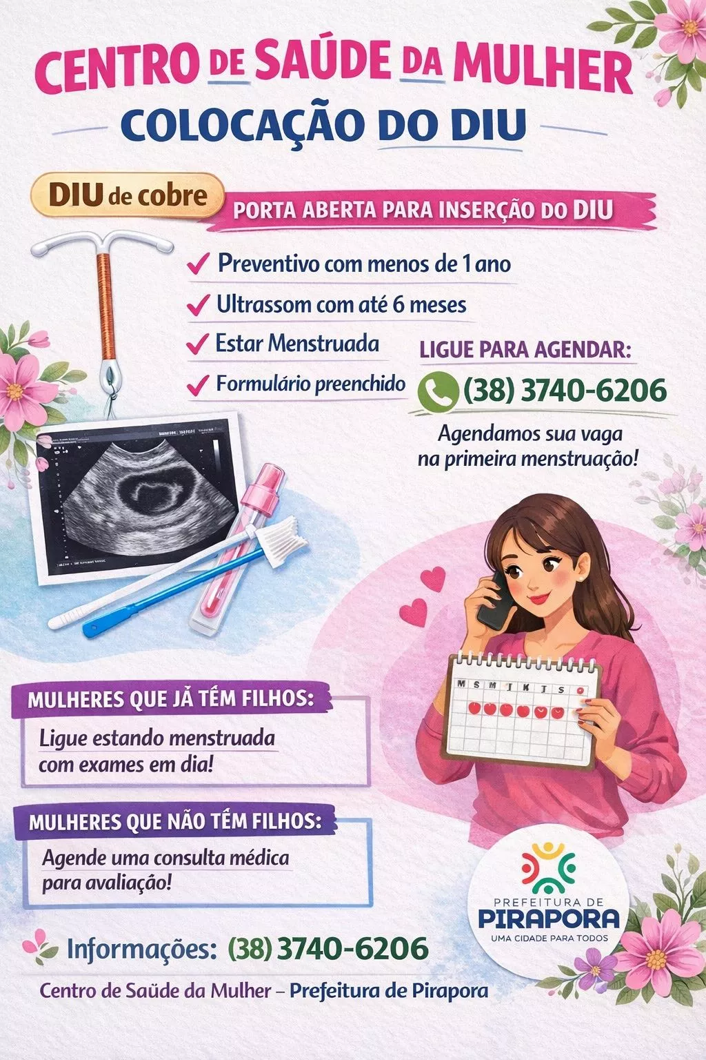 Centro de Saúde da Mulher em Pirapora oferece colocação gratuita de DIU