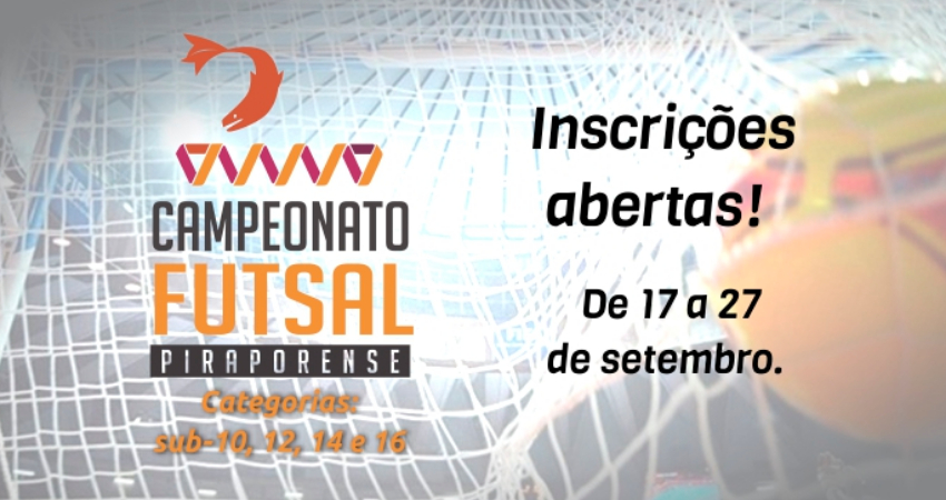 Inscrições abertas para o campeonato de futsal de categoria de base