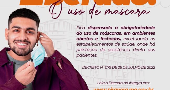 Prefeitura informa: Liberado o uso de máscara