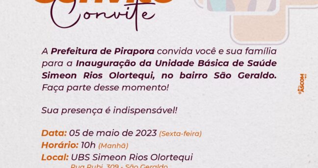 Convite para inauguração da UBS do bairro São Geraldo