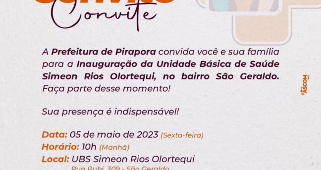 Convite para inauguração da UBS do bairro São Geraldo