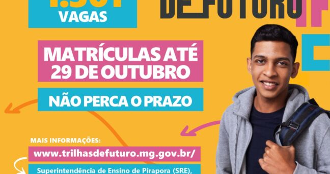Educação Pública de Pirapora tem 1.361 oportunidades no Trilhas do Futuro