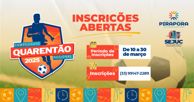 ​Prefeitura de Pirapora está com inscrições abertas para o Campeonato Regional Quarentão