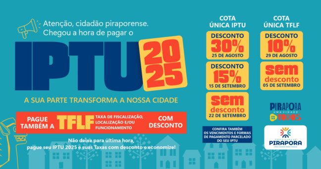 Prefeitura divulga prazos e descontos para pagamento do IPTU 2025