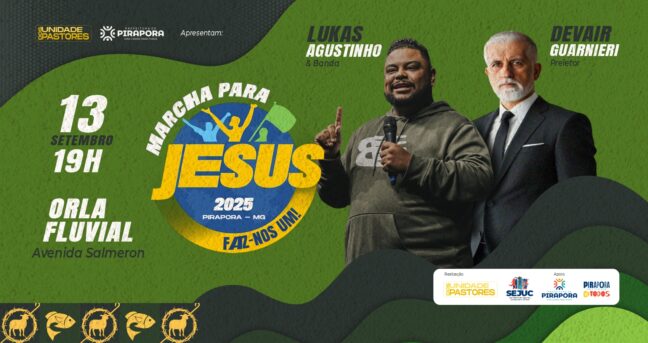 Pirapora se prepara para a Marcha para Jesus com show de Lukas Agustinho